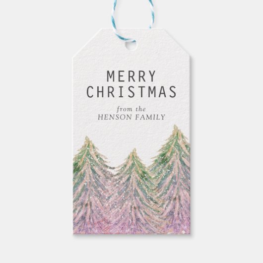 Pink Watercolor Weihnachtsbaum Künstlerische Gesch Geschenkanhänger (Vorderseite)