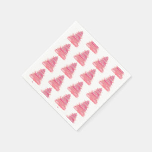 Pink Watercolor Weihnachtsbaum Serviette