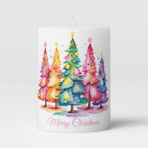 Pink Watercolor Weihnachtsbaumkerze