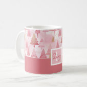 Pink Watercolor Weihnachtsbaummuster Kaffeetasse (Vorderseite Links)