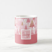 Pink Watercolor Weihnachtsbaummuster Kaffeetasse (Mittel)