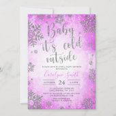 Pink Watercolor Weihnachtsdusche Einladung zum Bab (Vorderseite)