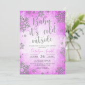 Pink Watercolor Weihnachtsdusche Einladung zum Bab (Stehend Vorderseite)