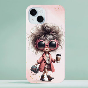 Pink Watercolor Whimsical Quirky Girl Coffee Run Case-Mate iPhone Hülle
