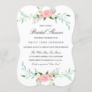 Pink Watercolor Wildblume Brautparty Einladen Einladung