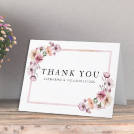 Pink Watercolor Wildblume Dankeschön Karten - Dust