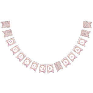 Pink Watercolor Wildblume Welcome Baby Banner - D