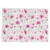 Pink Watercolor Wildflower Große Geschenktüte (Rückseite)
