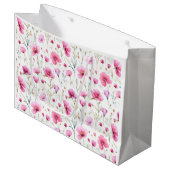 Pink Watercolor Wildflower Große Geschenktüte (Vorderseite Schrägansicht)