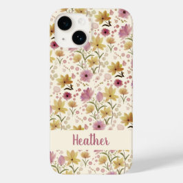 Pink Watercolor Wildflower Name Case-Mate iPhone 14 Hülle