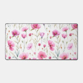Pink Watercolor Wildflower Schreibtischunterlage (Vorderseite)