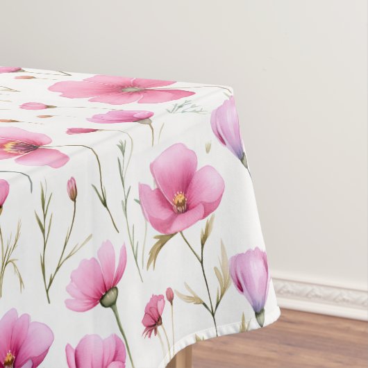 Pink Watercolor Wildflower Tischdecke (Beispiel)
