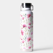 Pink Watercolor Wildflower  Trinkflasche (Rückseite)
