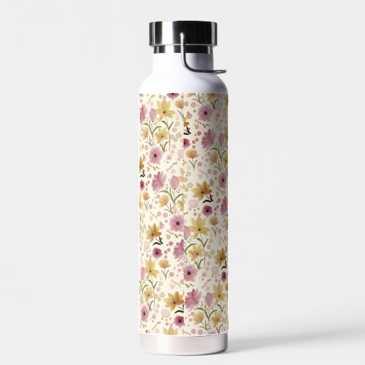 Pink Watercolor Wildflower Trinkflasche (Links)