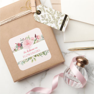 Pink Watercolor wird mein Blumenkleber sein Quadratischer Aufkleber