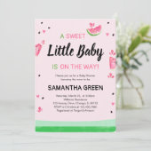 Pink Watermelon Babydusche Einladung (Stehend Vorderseite)