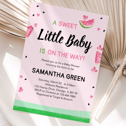 Pink Watermelon Babydusche Einladung