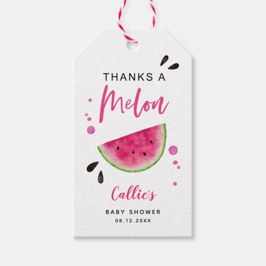 Pink Watermelon Babydusche Geschenkanhänger (Vorderseite)
