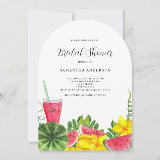 Pink Watermelon Brautparty Einladung (Vorderseite)