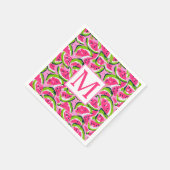 Pink Watermelon Fruit Slices Pattern Monogram Serviette (Ecke)