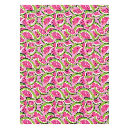 Pink Watermelon Fruit Slices Pattern Preppy Tischdecke (Vorderseite)