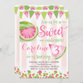 Pink Watermelon Geburtstagsparty Einladung (Vorne/Hinten)
