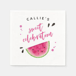 Pink Watermelon Geburtstagsparty Serviette