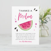 Pink Watermelon Girl's Baby Shower Dankeskarte (Stehend Vorderseite)