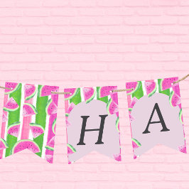 Pink Watermelon Happy Birthday Banner