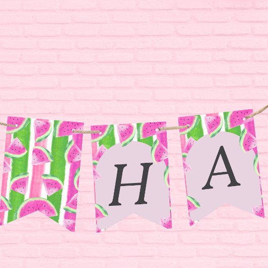 Pink Watermelon Happy Birthday Banner