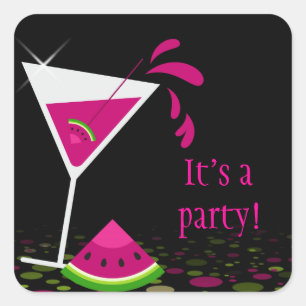 Pink Watermelon Martini Cocktail Party Sticker