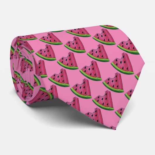 Pink Watermelon Melon Wedge Frucht Print Feinschme Krawatte (Gerollt)
