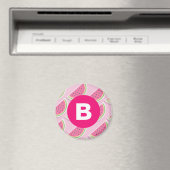 Pink Watermelon Muster Circle Monogram Magnet (In Situ (Geschirrspüler))