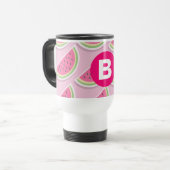 Pink Watermelon Muster Circle Monogram Reisebecher (Vorderseite Links)