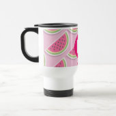 Pink Watermelon Muster Circle Monogram Reisebecher (Links)