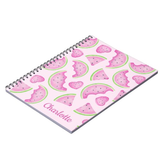 Pink Watermelon Notebook - Individuelle Name Summe Notizblock (Linke Seite)