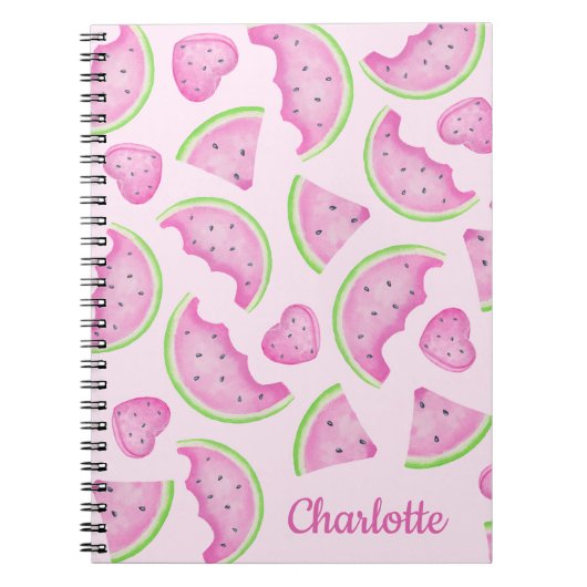 Pink Watermelon Notebook - Individuelle Name Summe Notizblock (Vorderseite)