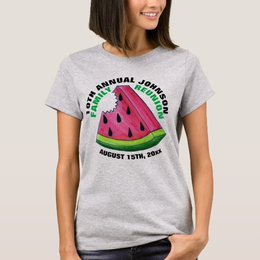 Pink Watermelon Slice Custom Family Wiedersehen Pi T-Shirt (Vorderseite)