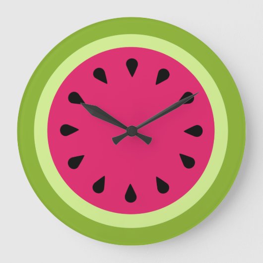 Pink Watermelon Slice Wall Clock Große Wanduhr (Vorderseite)