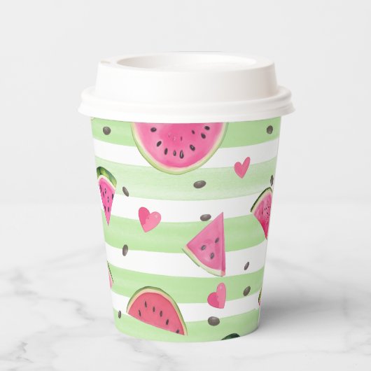 Pink Watermelon Sommerfrüchte Party Pappbecher (Rückseite)