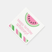 Pink Watermelon Streifen Personalisiertes Party Na Serviette (Ecke)