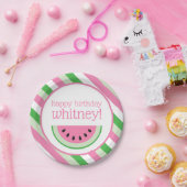 Pink Watermelon Streifen Personalisiertes Party Te Pappteller (Party)