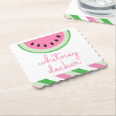Pink Watermelon Stripe Personalisiert Paper Unters Untersetzer (angewinkelt)