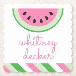 Pink Watermelon Stripe Personalisiert Paper Unters Untersetzer