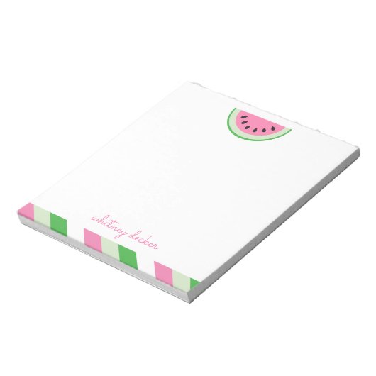Pink Watermelon Stripes Personalisiert Notepad Notizblock (Rotiert)