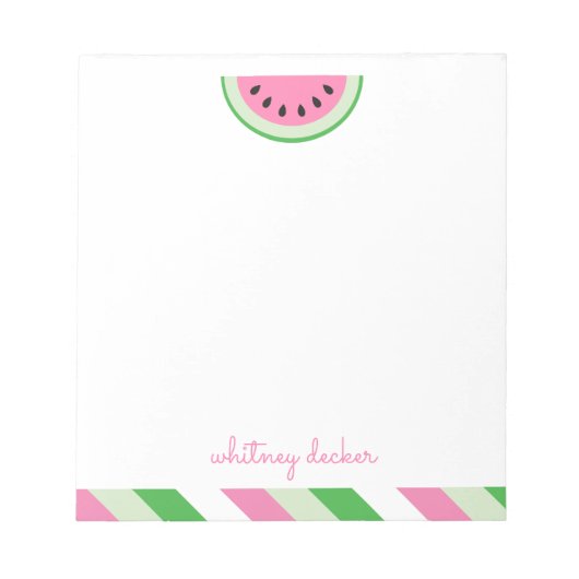 Pink Watermelon Stripes Personalisiert Notepad Notizblock (Vorderseite)