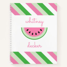 Pink Watermelon Stripes Personalisiertes Notebook