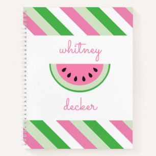 Pink Watermelon Stripes Personalisiertes Notebook Notizblock