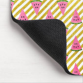 Pink Watermelon und Gelber Streifen Sommermuster Mousepad (Ecke)