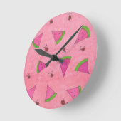 Pink Watermelon und Lady Bugs Runde Wanduhr (Winkel)